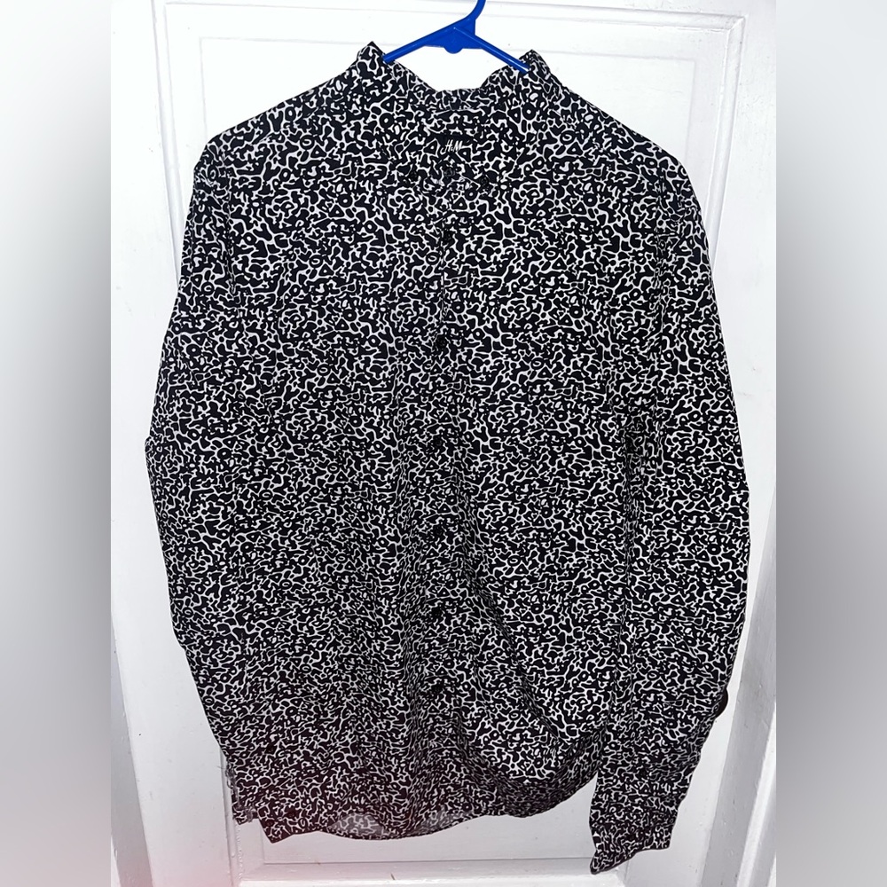 H&M Black and White Patterned Cotton Shirt